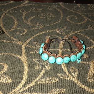 Turquoise and leather bracelet